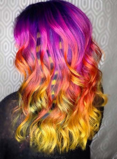 Neon Ombre Hair Color