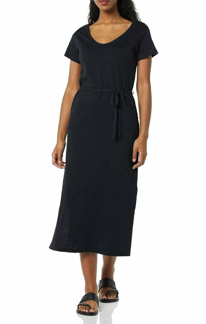 Amazon Essentials Women's Jersey Sleeveless Gathered Midi Dress