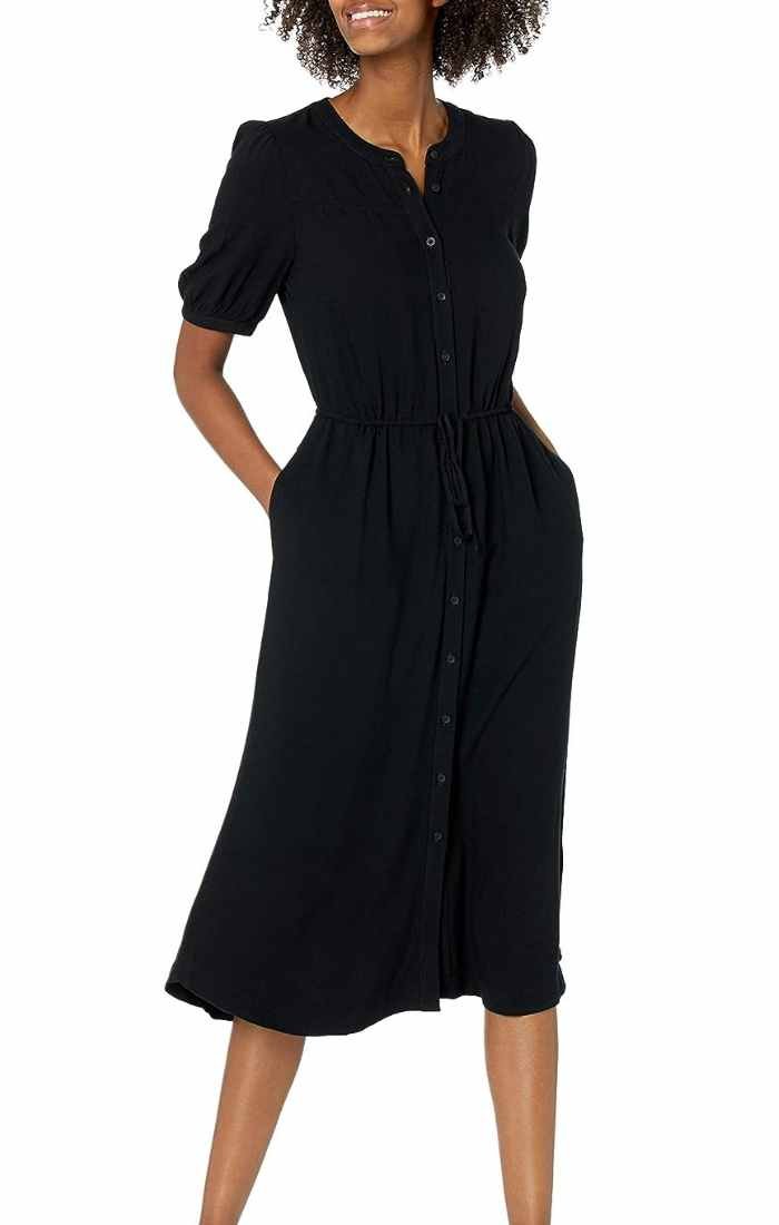 Amazon Essentials Women's Jersey Sleeveless Gathered Midi Dress