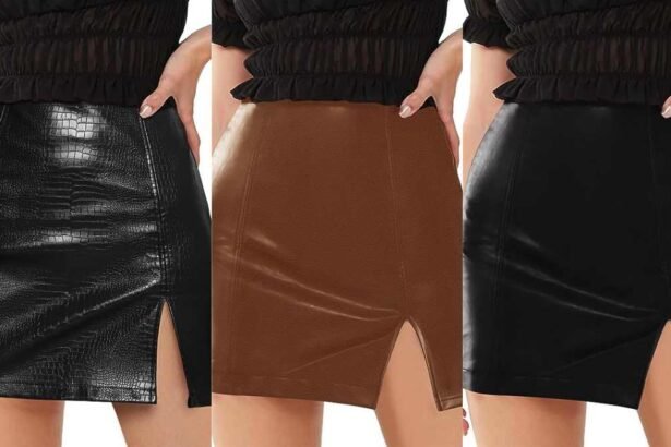 Faux Leather Skirt with Slit